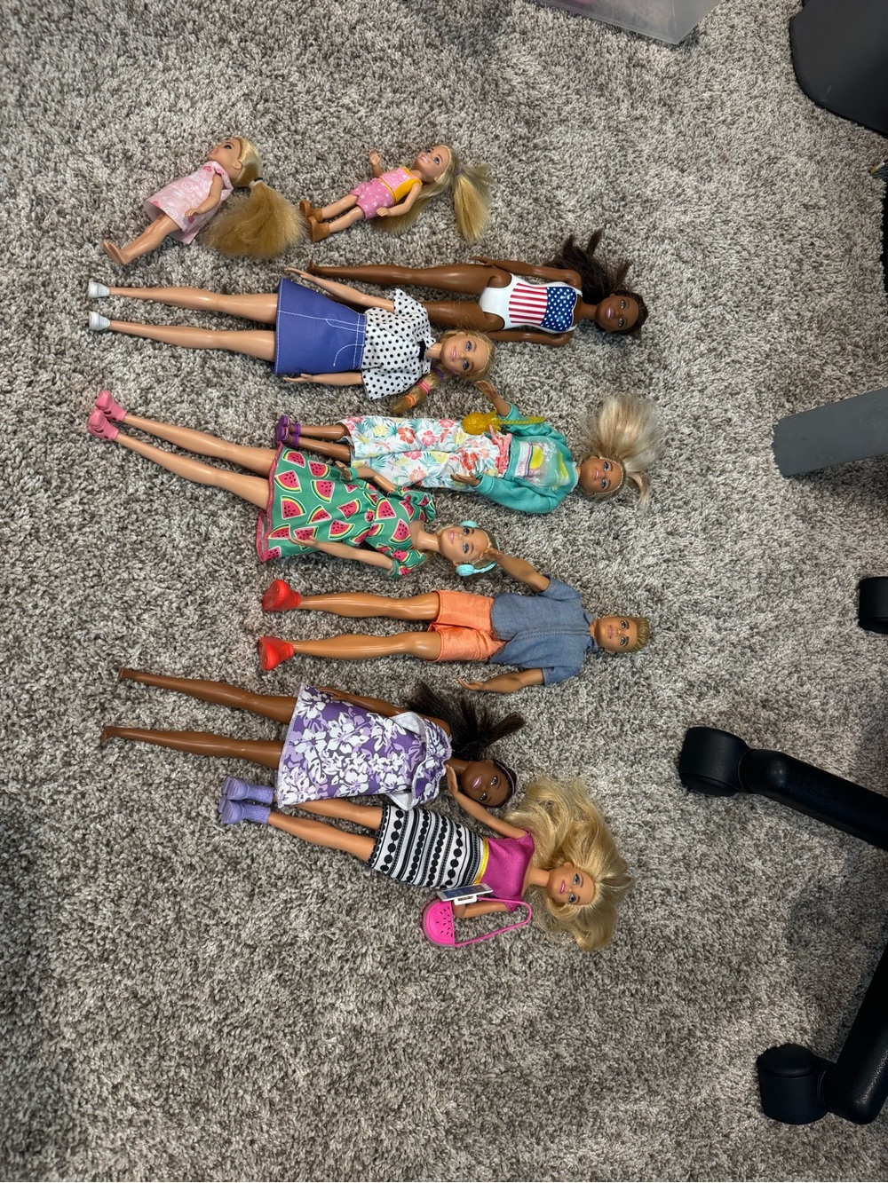 Barbie Dolls Lot with Pink, Purple, Green, Blue and Red Outfits - Mixed Styles